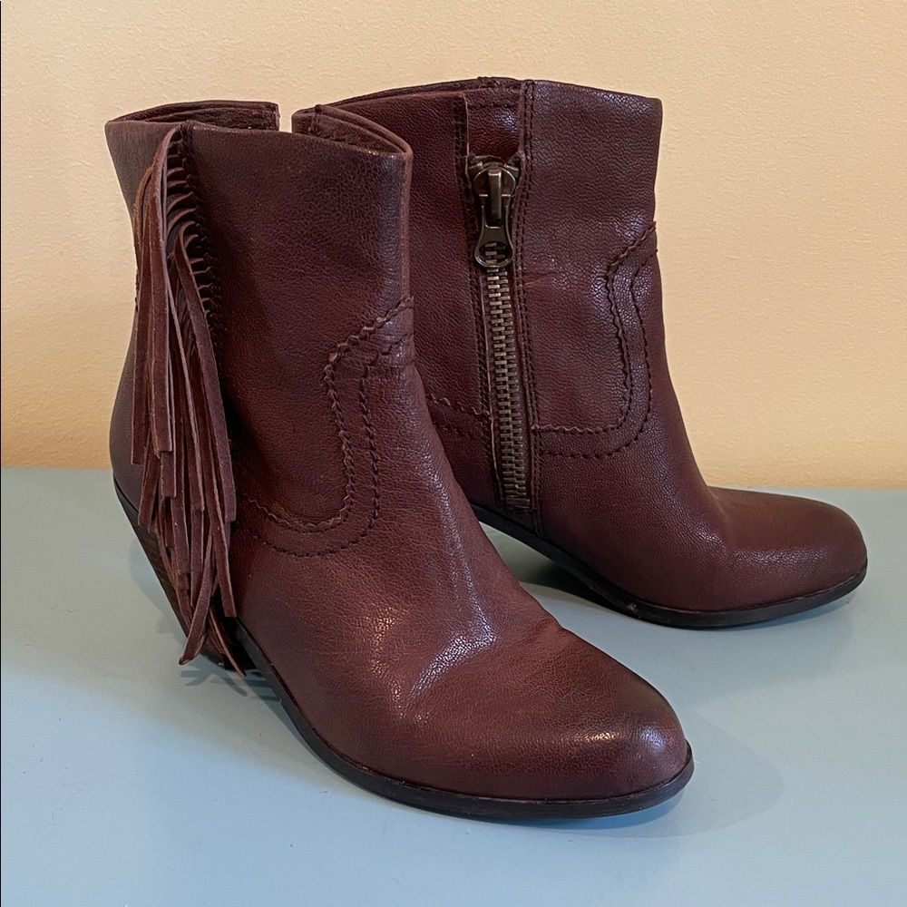 Sam Edelman Brown Ankle Booties with Fringe